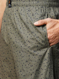 Men's Printed, Olive, Cotton, Regular Fit, Elasticated, Waistband, Pyjama With Side Pockets