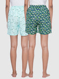 Women's Multicolor, 100% Cotton, Printed, Regular Fit, Inner Elastic, Mid-Rise, Lounge Shorts - Pack of 2