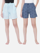Women's Multicolor, 100% Cotton, Printed, Regular Fit, Inner Elastic, Mid-Rise, Lounge Shorts - Pack Of 2