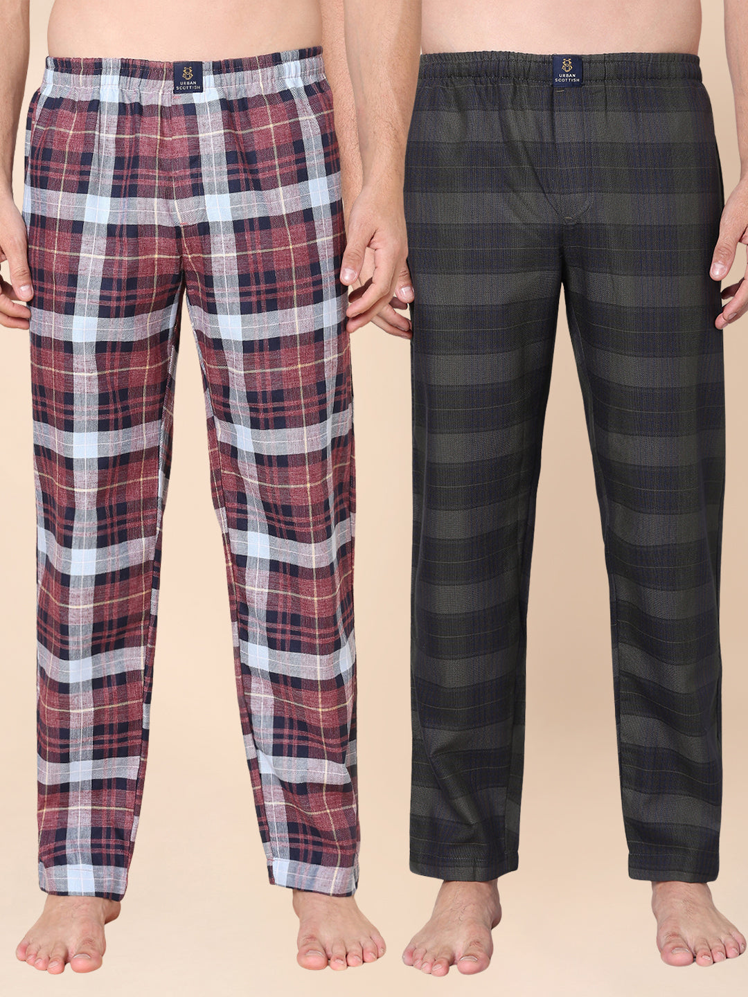 Men's Lounge Pants - 2-Pack, 100% Cotton, Side Pockets