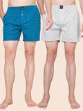 Men’s 100% Cotton Printed Boxers Shorts With Side Pockets (Pack of 2)