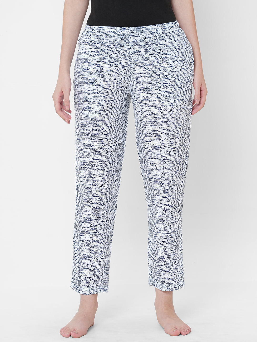 Women's Printed, Blue, Viscose, Regular Fit, Elasticated, Waistband, Pyjama  With Side Pockets