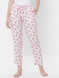 Women's Printed, Pink, Viscose, Regular Fit, Elasticated, Waistband, Pyjama  With Side Pockets