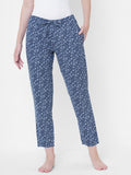 Women's Polka Print, Blue, Viscose, Regular Fit, Elasticated, Waistband, Pyjama  With Side Pockets