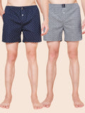 Men’s 100% Cotton Printed Boxers Shorts With Side Pockets (Pack of 2)