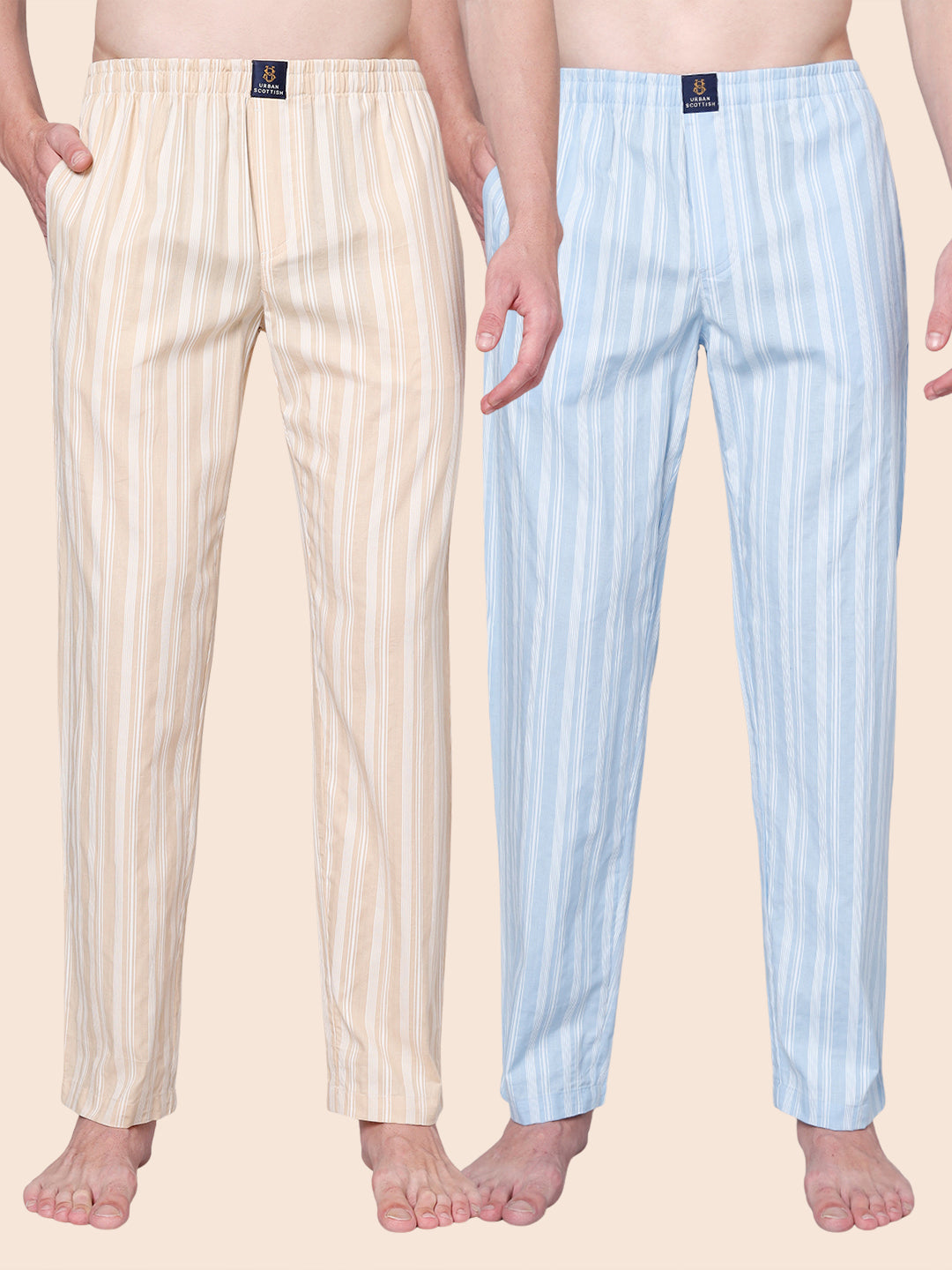 Men's Lounge Pants - 2-Pack, 100% Cotton, Side Pockets