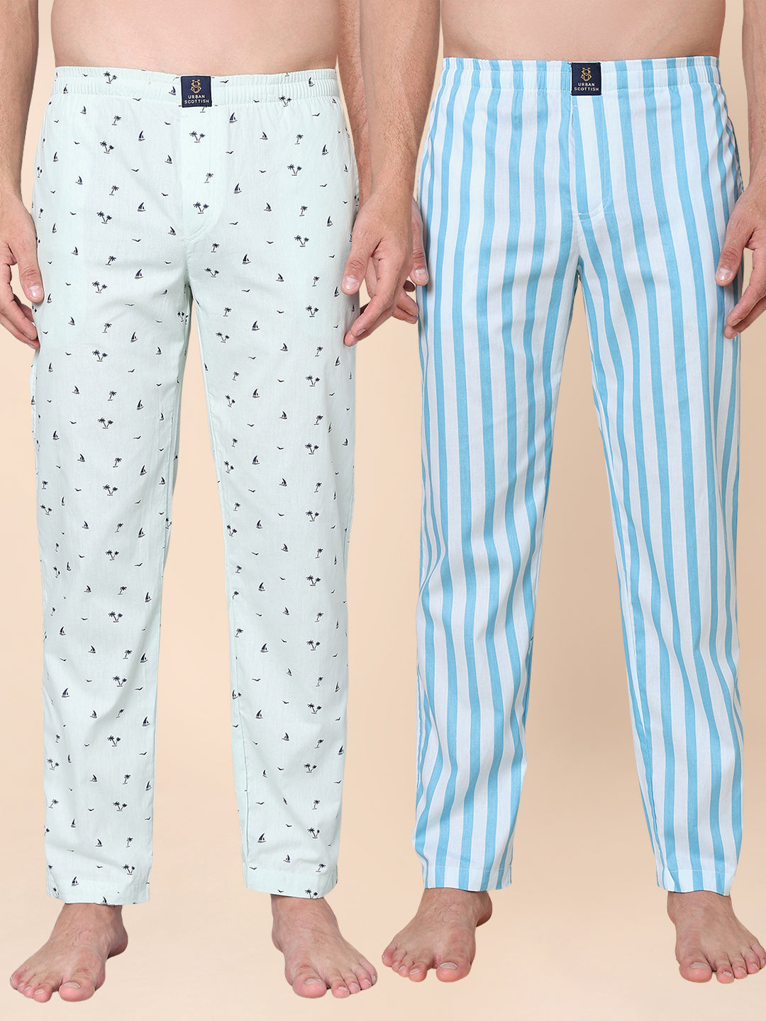 Men's Lounge Pants - 2-Pack, 100% Cotton, Side Pockets