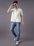 Men Relaxed Fit Cotton Stripe Textured Resort Shirt