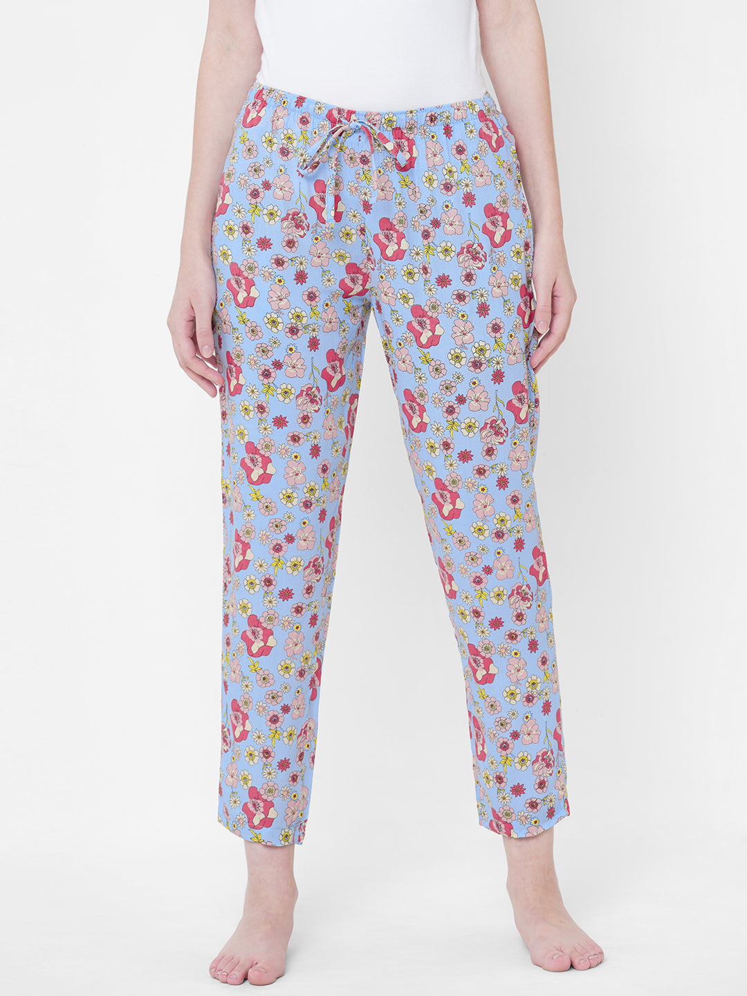 Women's Floral Print, Multicolor, Viscose, Regular Fit, Elasticated, Waistband, Pyjama  With Side Pockets