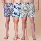 Men's Multicolor, 100% Cotton, printed, Regular Fit,  Inner Elastic, Mid-Rise, Boxers- Pack of 3