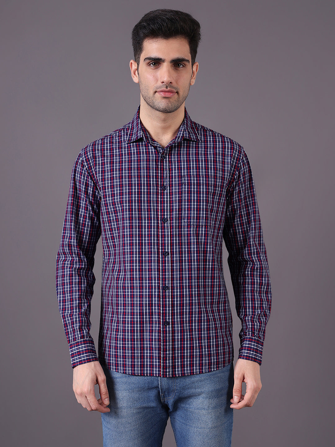 Men Cotton Checks Regular Fit Shirt