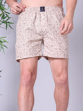 Beige Men's Cotton Printed Boxer