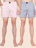 Men’s 100% Cotton Printed Boxers Shorts With Side Pockets (Pack of 2)
