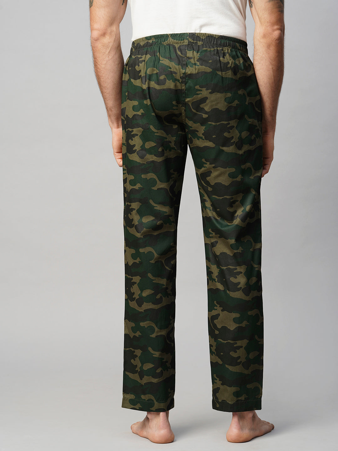 Men's Printed, Green, Cotton, Regular Fit, Elasticated, Waistband, Pyjama  With Side Pockets