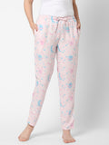 Women's Floral Print, Pink, Viscose, Regular Fit, Elasticated, Waistband, Pyjama  With Side Pockets