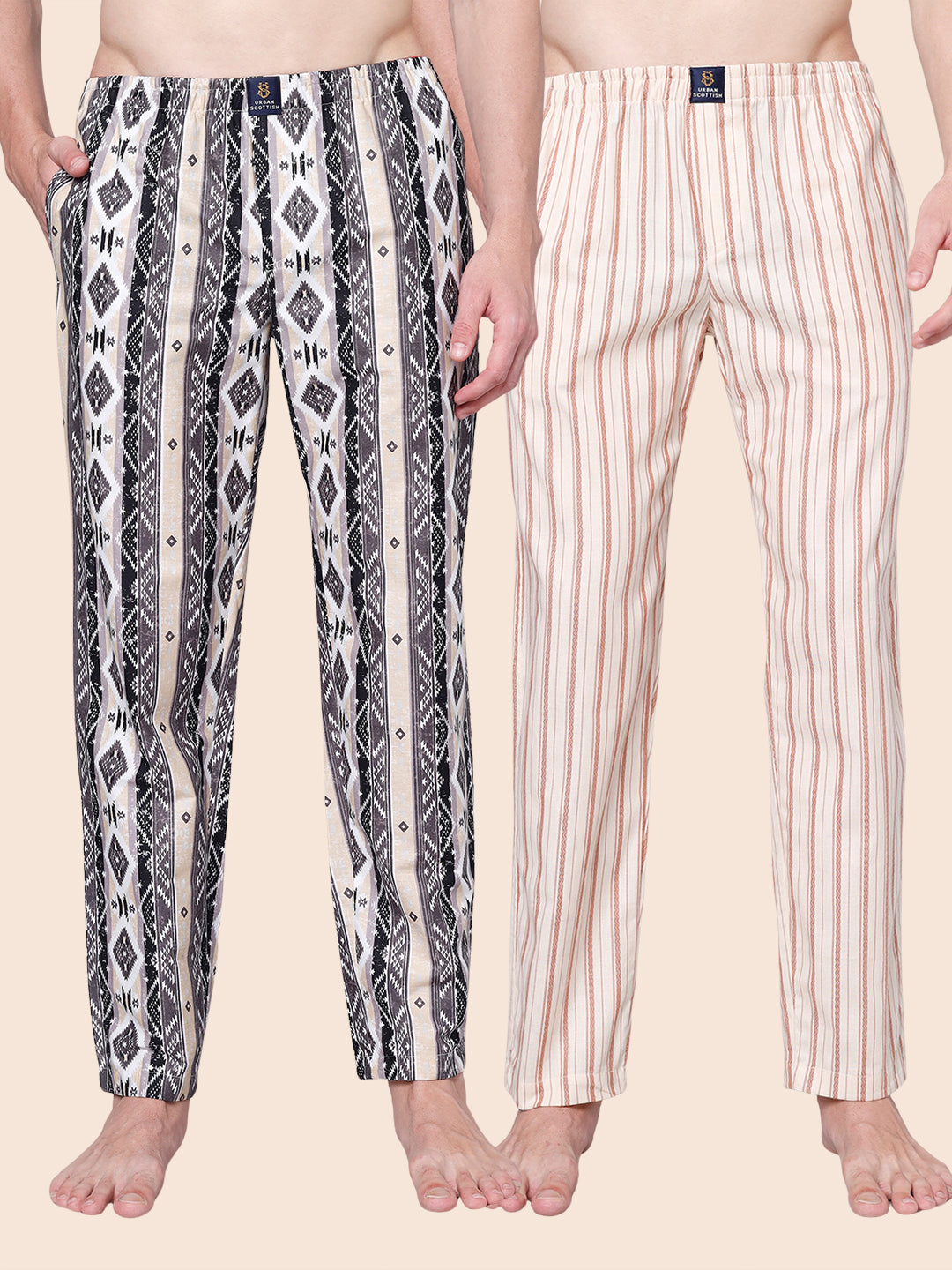 Men's Lounge Pants - 2-Pack, 100% Cotton, Side Pockets