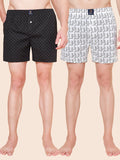 Men’s 100% Cotton Printed Boxers Shorts With Side Pockets (Pack of 2)