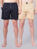 Men’s 100% Cotton Solid Boxers Shorts With Side Pockets (Pack of 2)
