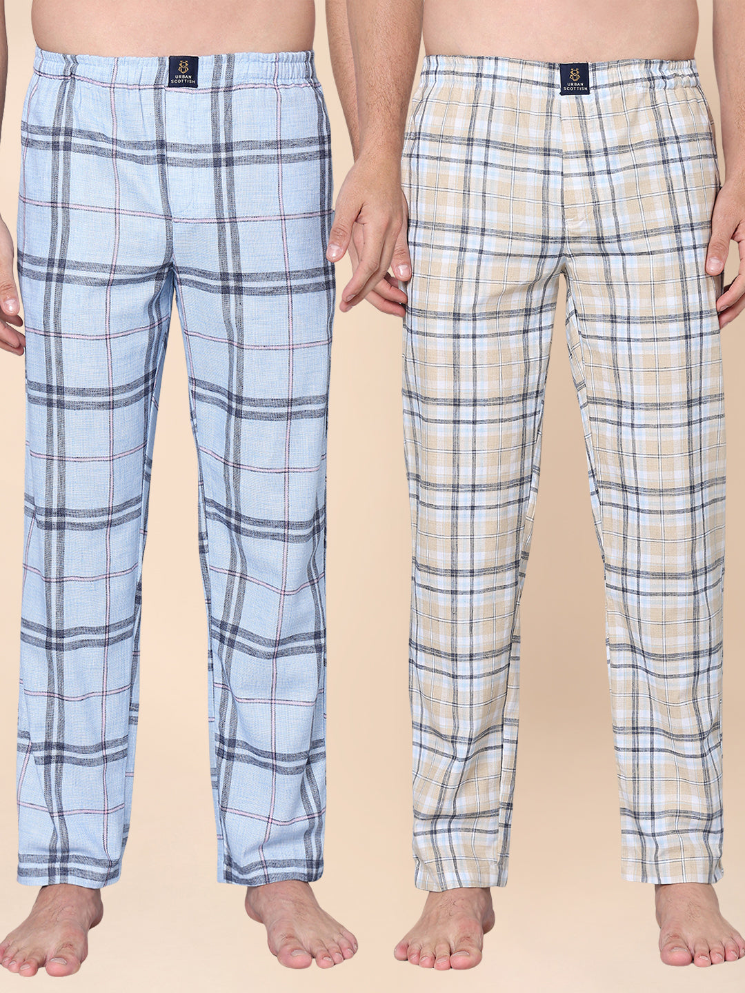 Men's Lounge Pants - 2-Pack, 100% Cotton, Side Pockets