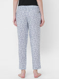 Women's Printed, Blue, Viscose, Regular Fit, Elasticated, Waistband, Pyjama  With Side Pockets