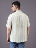 Men Relaxed Fit Cotton Stripe Textured Resort Shirt