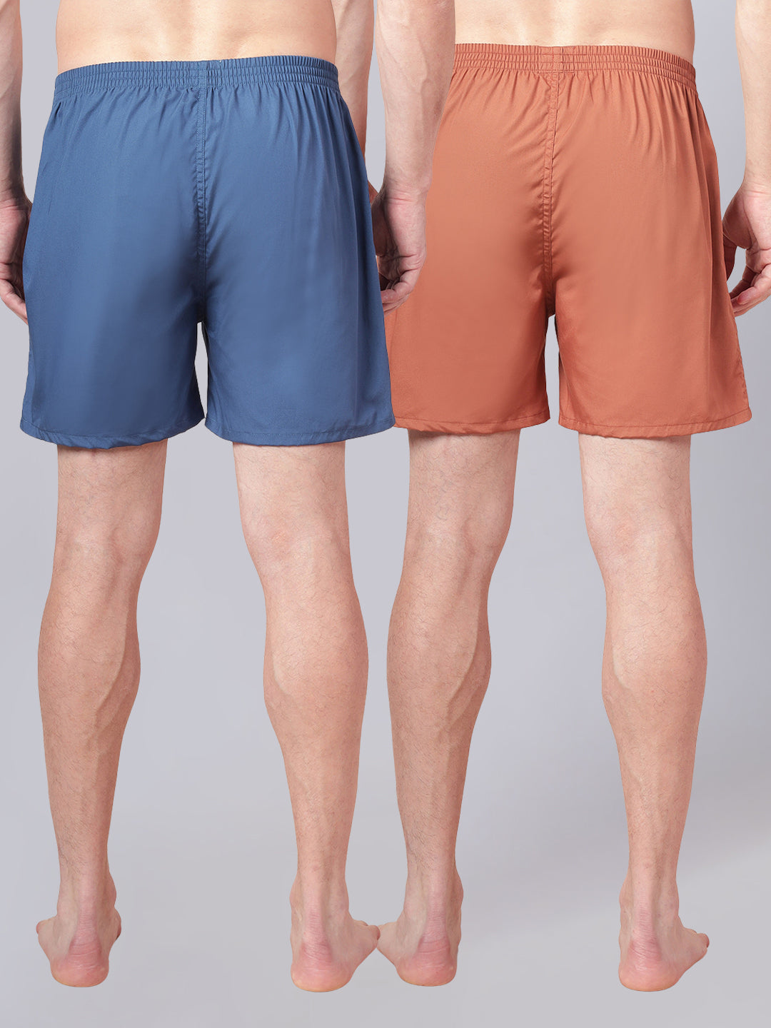 Men’s 100% Cotton Solid Boxers Shorts With Side Pockets (Pack of 2)