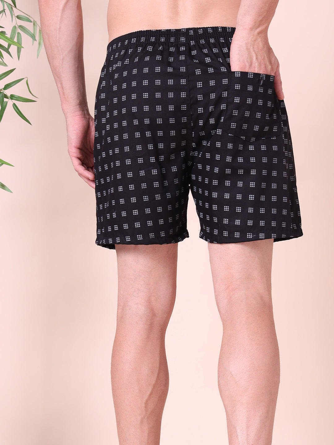 Black Men's Cotton Printed Boxer