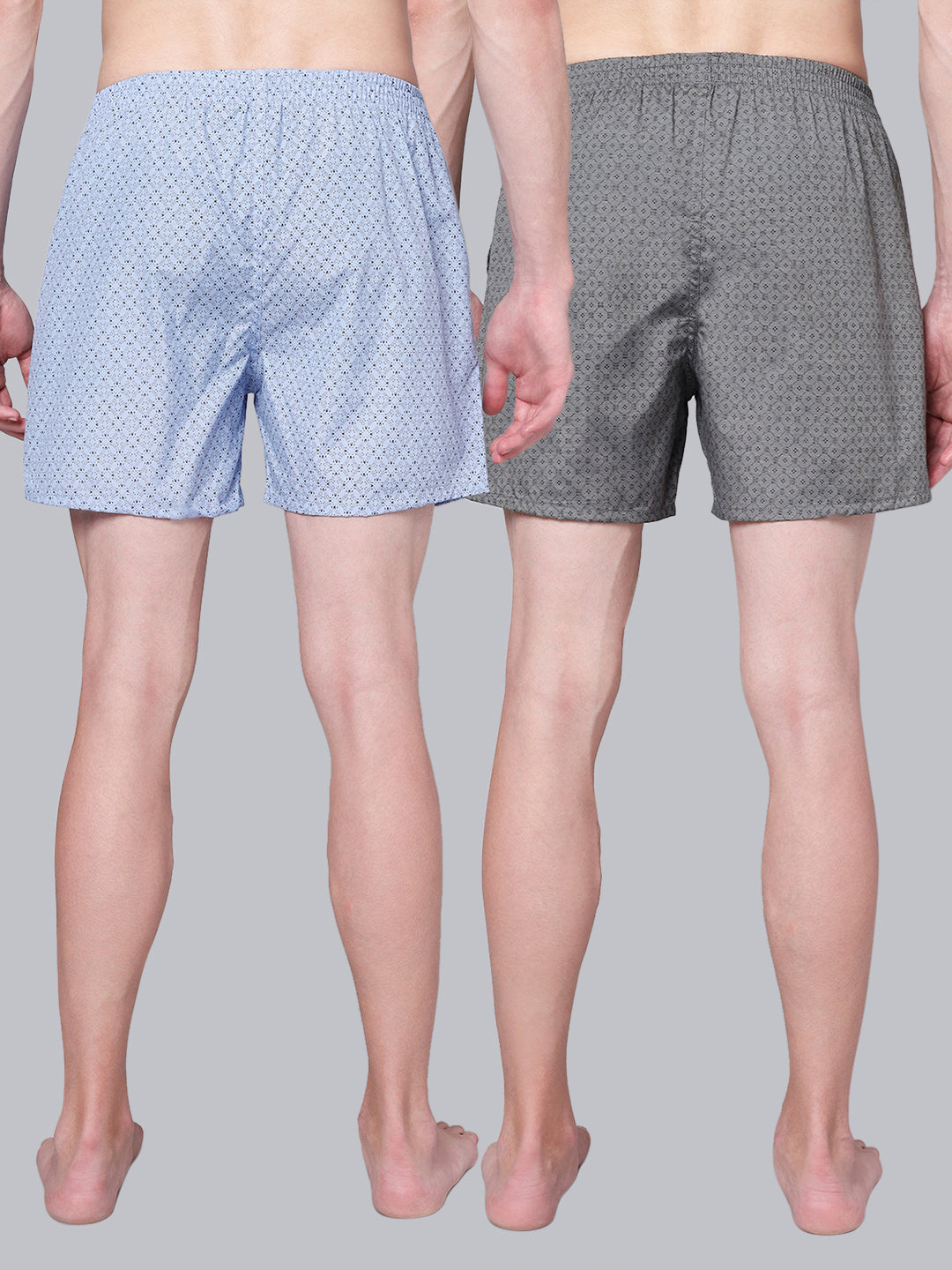 Men’s 100% Cotton Printed Boxers Shorts With Side Pockets (Pack of 2)