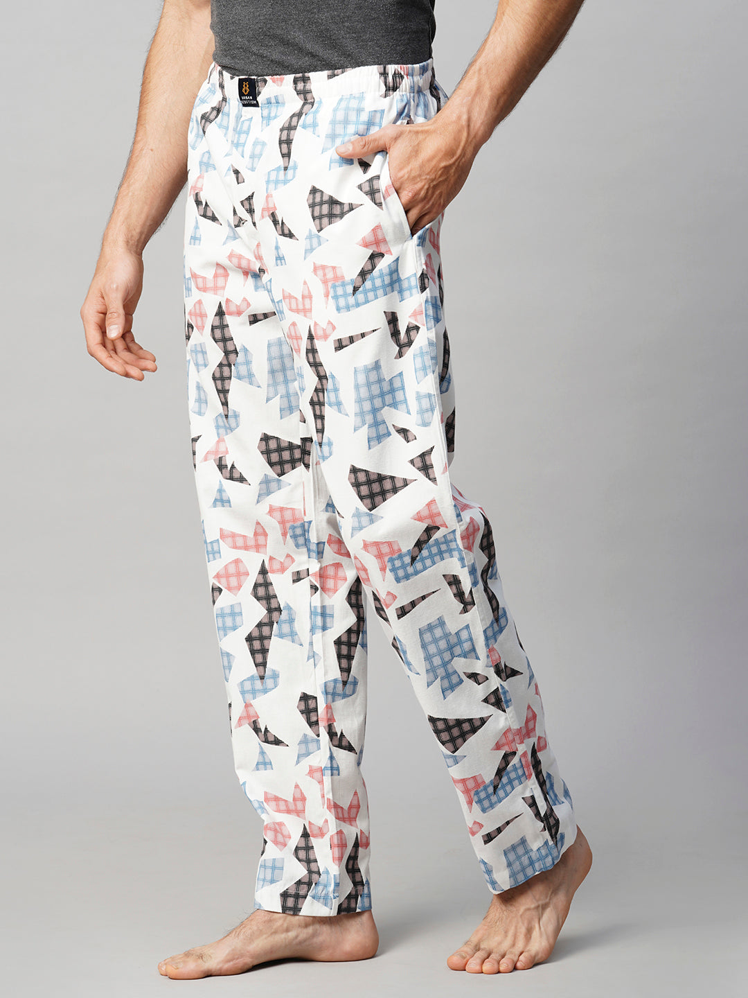 Men's Printed, Multicolor, Cotton, Regular Fit, Elasticated, Waistband, Pyjama  With Side Pockets