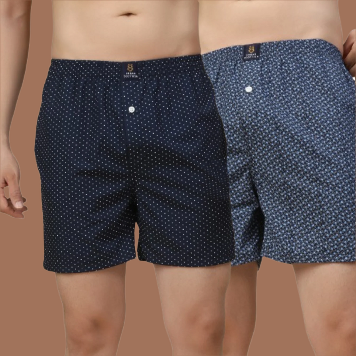 Men's Multicolor, 100% Cotton, printed, Regular Fit,  Inner Elastic, Mid-Rise, Boxers- Pack of 2