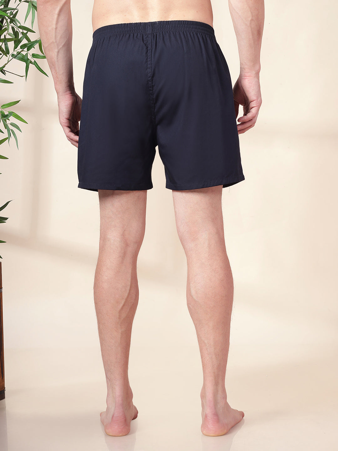 Men’s 100% Cotton Solid Boxers Shorts With Side Pockets (Pack of 2)