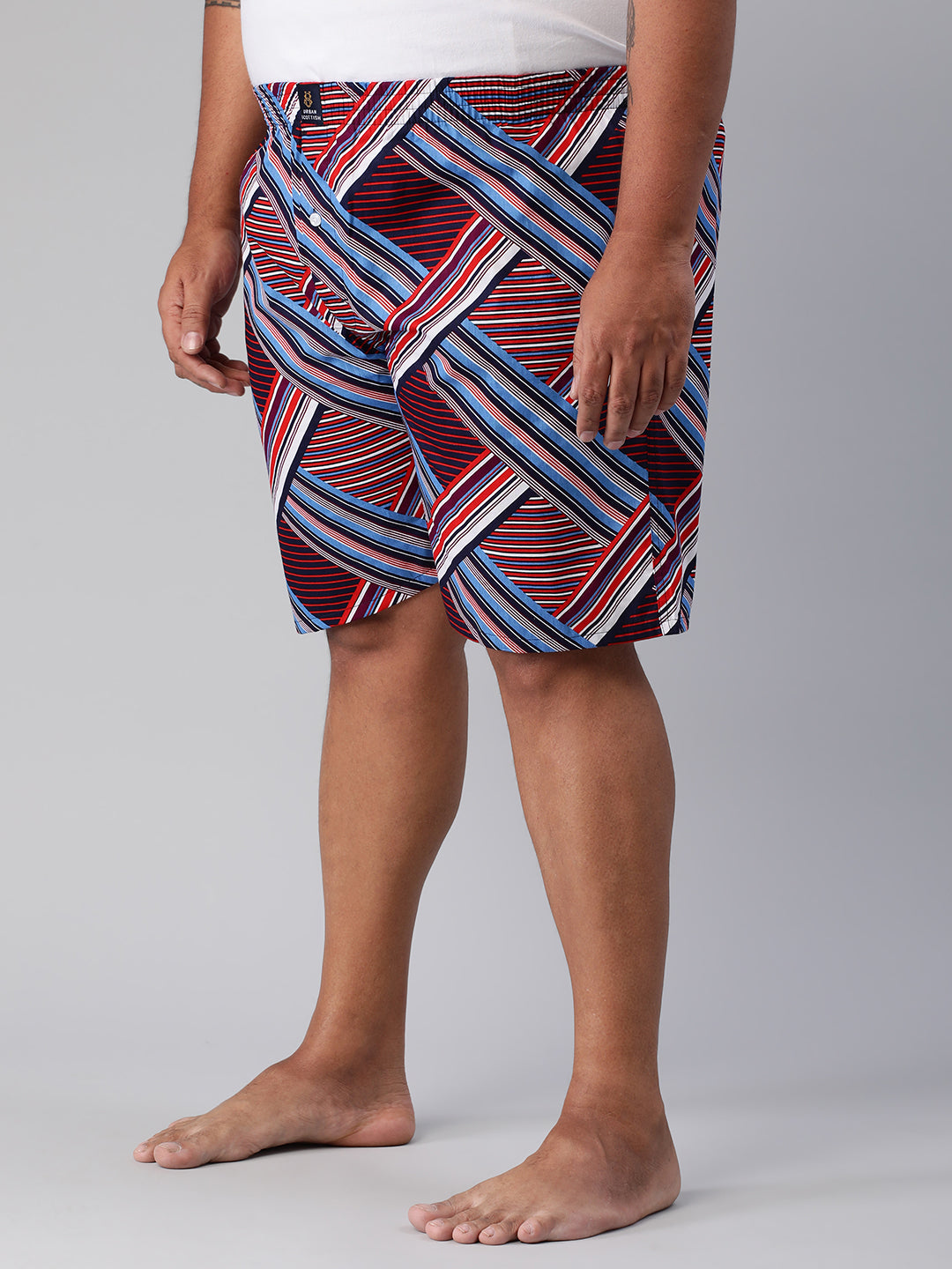 Men's Multicolor, 100% Cotton, Printeded, Regular Fit, Inner Elastic, Mid-Rise, Plus Size Boxers