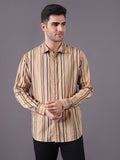 Men Textured Stripe Regular Fit Cotton Shirt