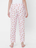 Women's Printed, Pink, Viscose, Regular Fit, Elasticated, Waistband, Pyjama  With Side Pockets