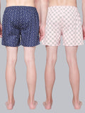 Men’s 100% Cotton Printed Boxers Shorts With Side Pockets (Pack of 2)
