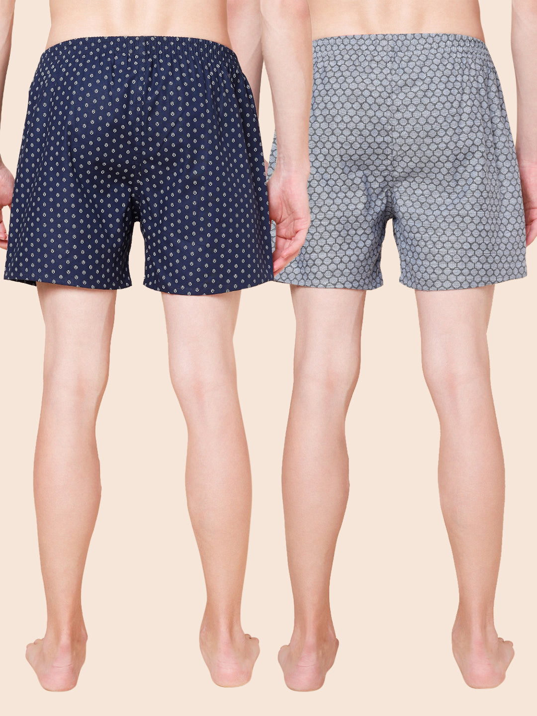 Men’s 100% Cotton Printed Boxers Shorts With Side Pockets (Pack of 2)