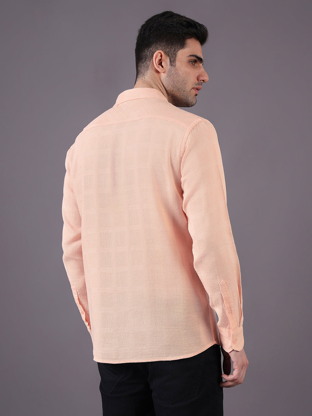 Men Solid Textured Cotton Dobby Shirt