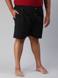 Men's Black, 100% Cotton, Checkered, Regular Fit, Inner Elastic, Mid-Rise, Plus Size Boxers