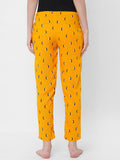 Women's Printed, Mustard, Viscose, Regular Fit, Elasticated, Waistband, Pyjama  With Side Pockets