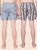 Men’s 100% Cotton Printed Boxers Shorts With Side Pockets (Pack of 2)