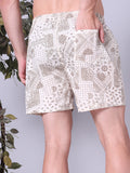 Beige Men's Cotton Printed Boxer