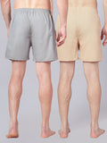 Men’s 100% Cotton Solid Boxers Shorts With Side Pockets (Pack of 2)