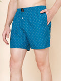 Men’s 100% Cotton Printed Boxers Shorts With Side Pockets (Pack of 2)