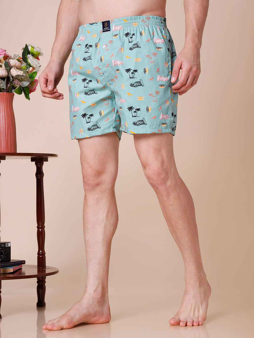 Men's Multicolor, 100% Cotton, printed, Regular Fit,  Inner Elastic, Mid-Rise, Boxers- Pack of 3