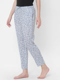 Women's Printed, Blue, Viscose, Regular Fit, Elasticated, Waistband, Pyjama  With Side Pockets