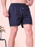 Navy Blue Men's Cotton Printed Boxer