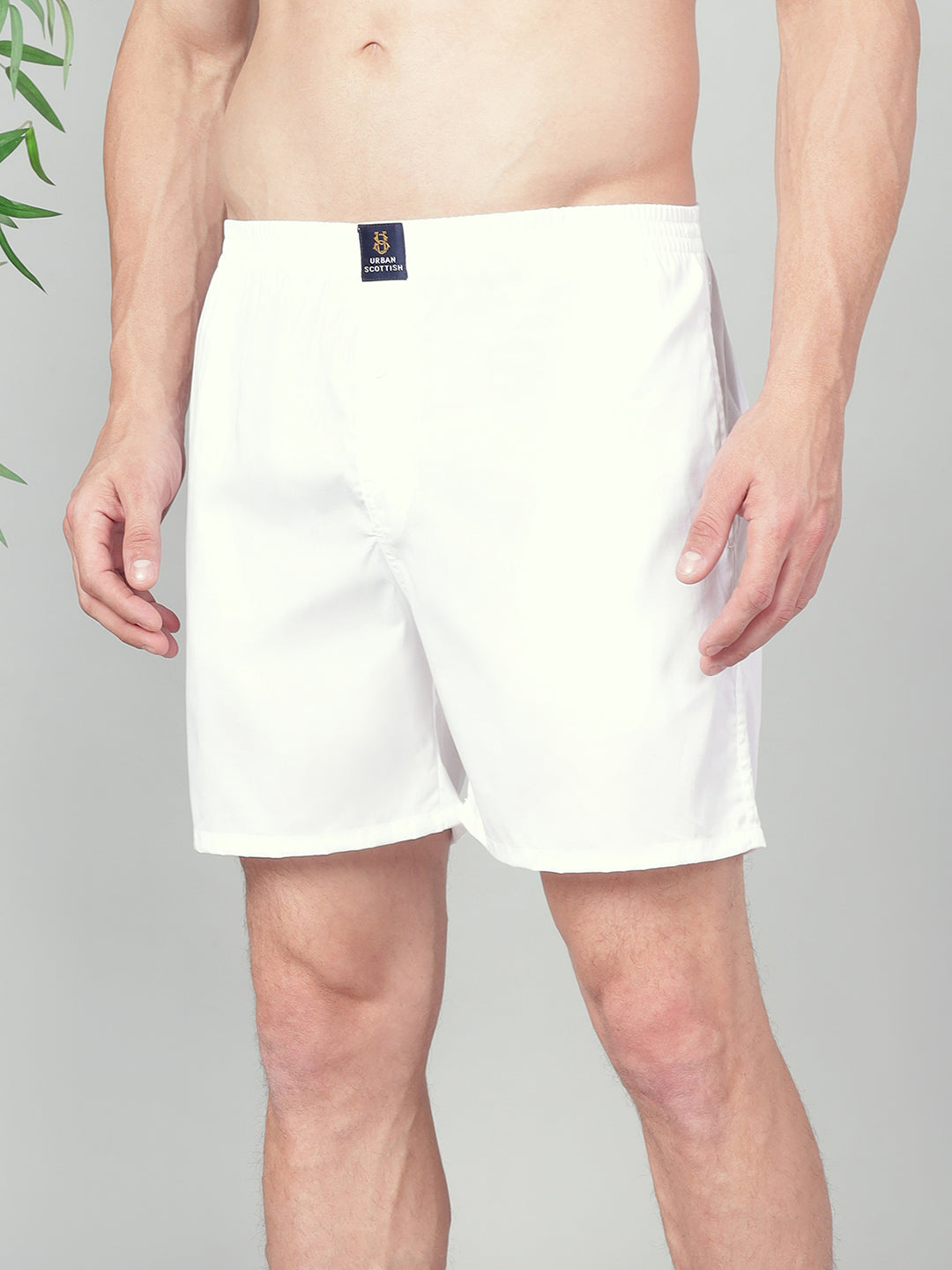 Men’s 100% Cotton Solid Boxers Shorts With Side Pockets (Pack of 2)