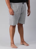 Men's Grey, 100% Cotton, Printeded, Regular Fit, Inner Elastic, Mid-Rise, Plus Size Boxers