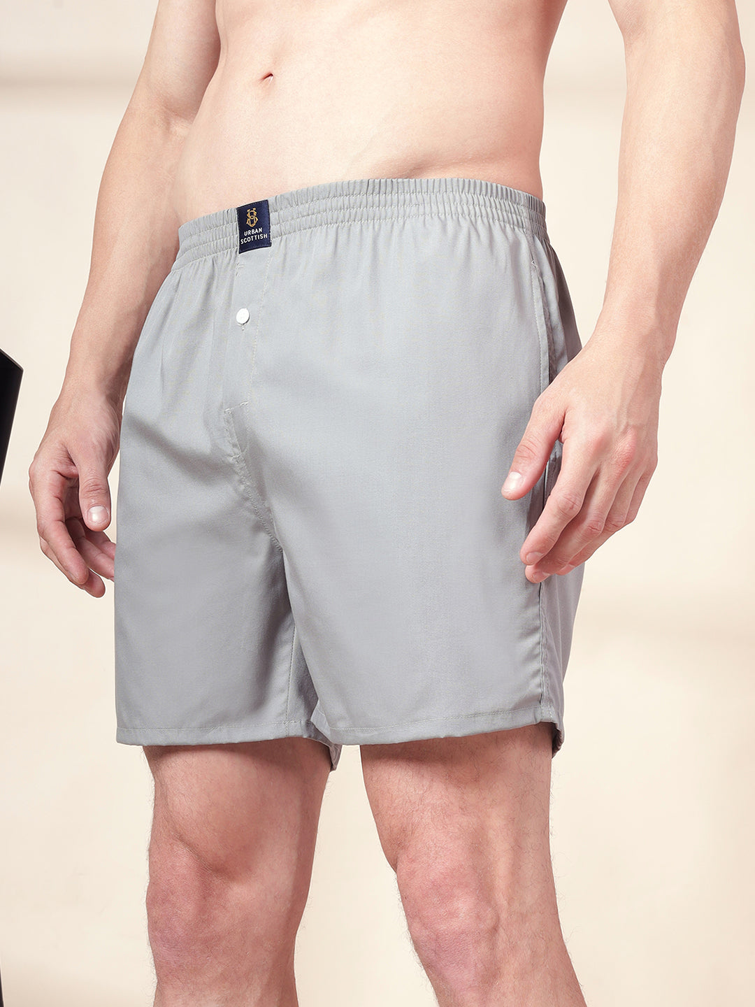 Men’s 100% Cotton Solid Boxers Shorts With Side Pockets (Pack of 2)