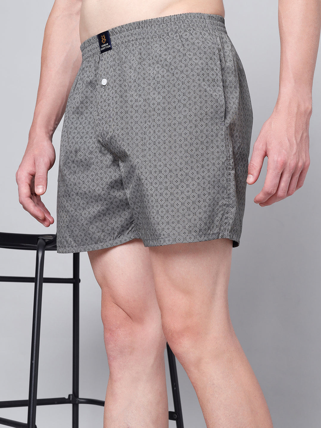 Men’s 100% Cotton Printed Boxers Shorts With Side Pockets (Pack of 2)